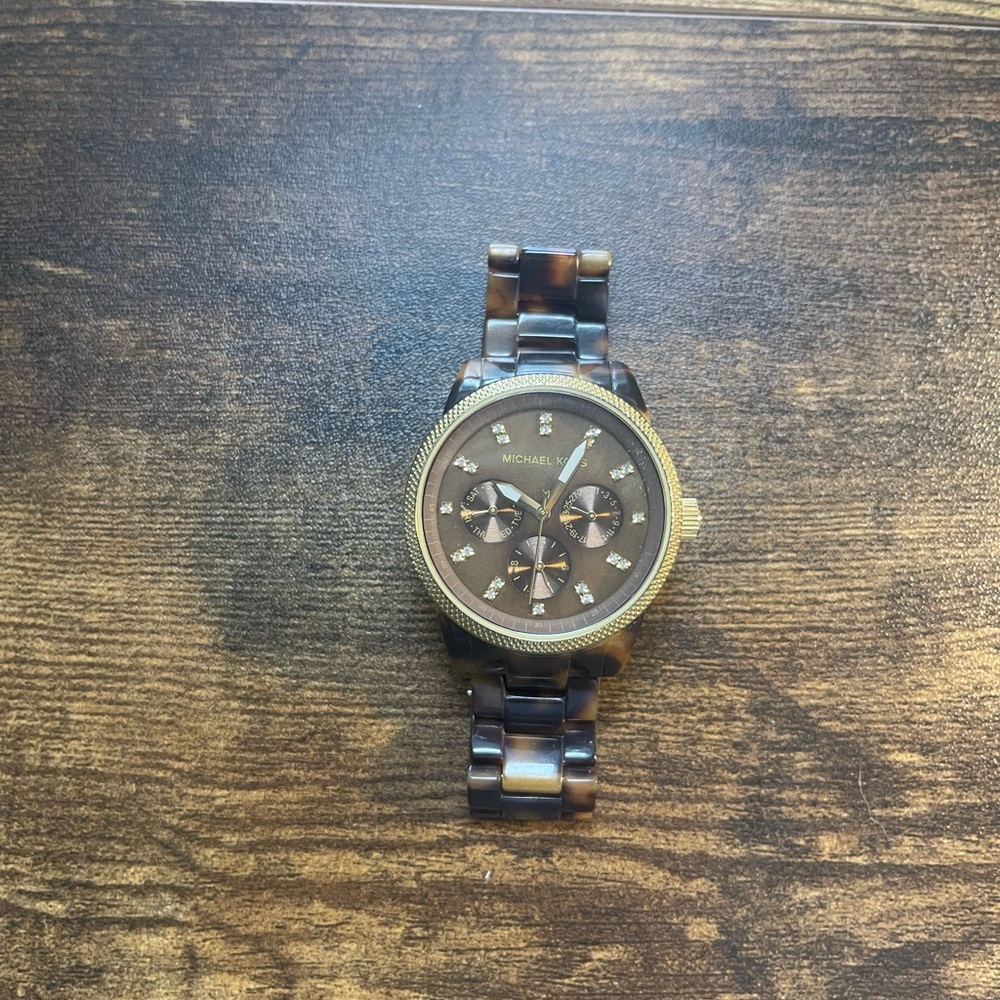 Michael Kors tortoiseshell and gold watch